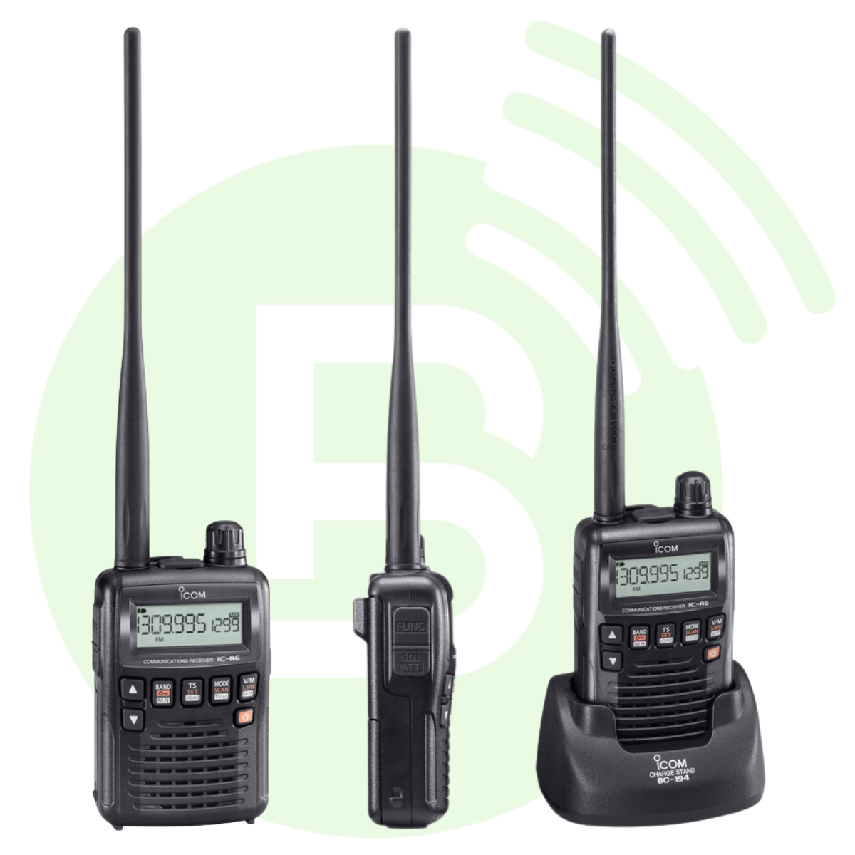 ICOM IC-R6 受信機 AM/FM/WFM Icom IC-R6 1300 Channel Wideband Radio Scanner - Black for
